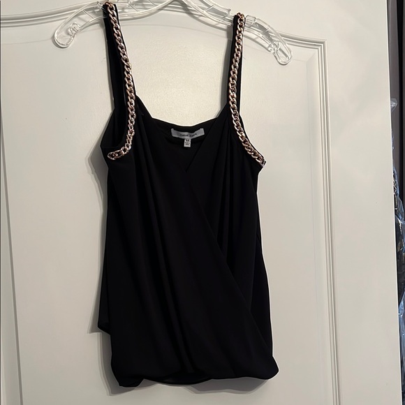 Naked Zebra Tops - Naked Zebra Black Asymmetrical Embellished Tank Top